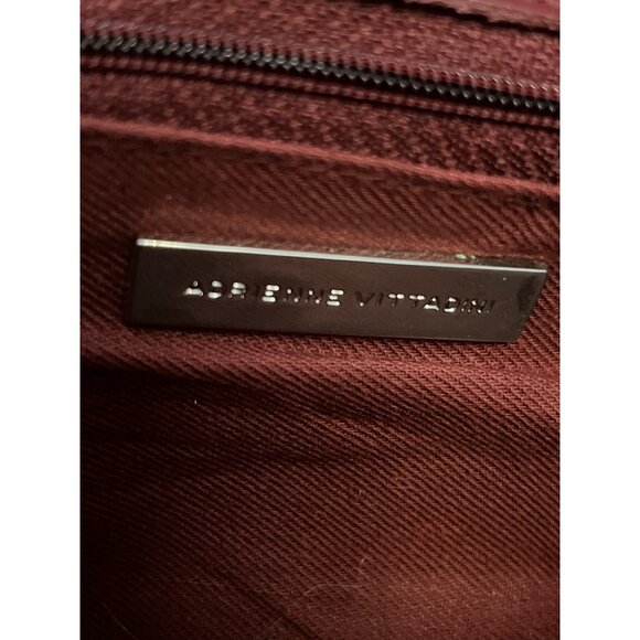 Adrienne Vittadini Genuine Leather Shoulder Bag – Burgundy with Embroidered Desi - Picture 4 of 6